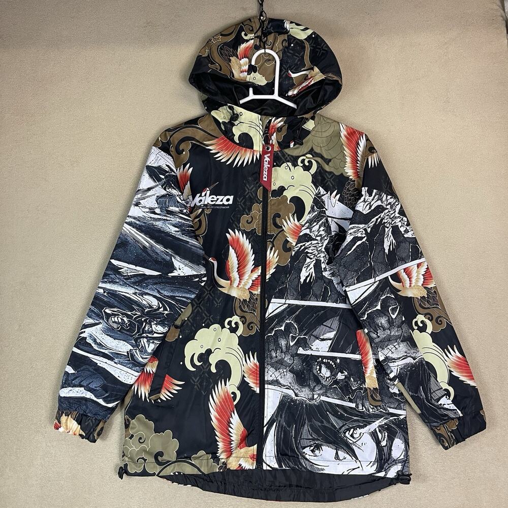 Valeza‎ Rain Jacket Mens S Multicolor Anime Streetwear Japanese Style Full Zip